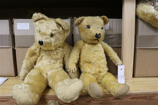 A 1930s Chiltern bear and another, tallest 15in.